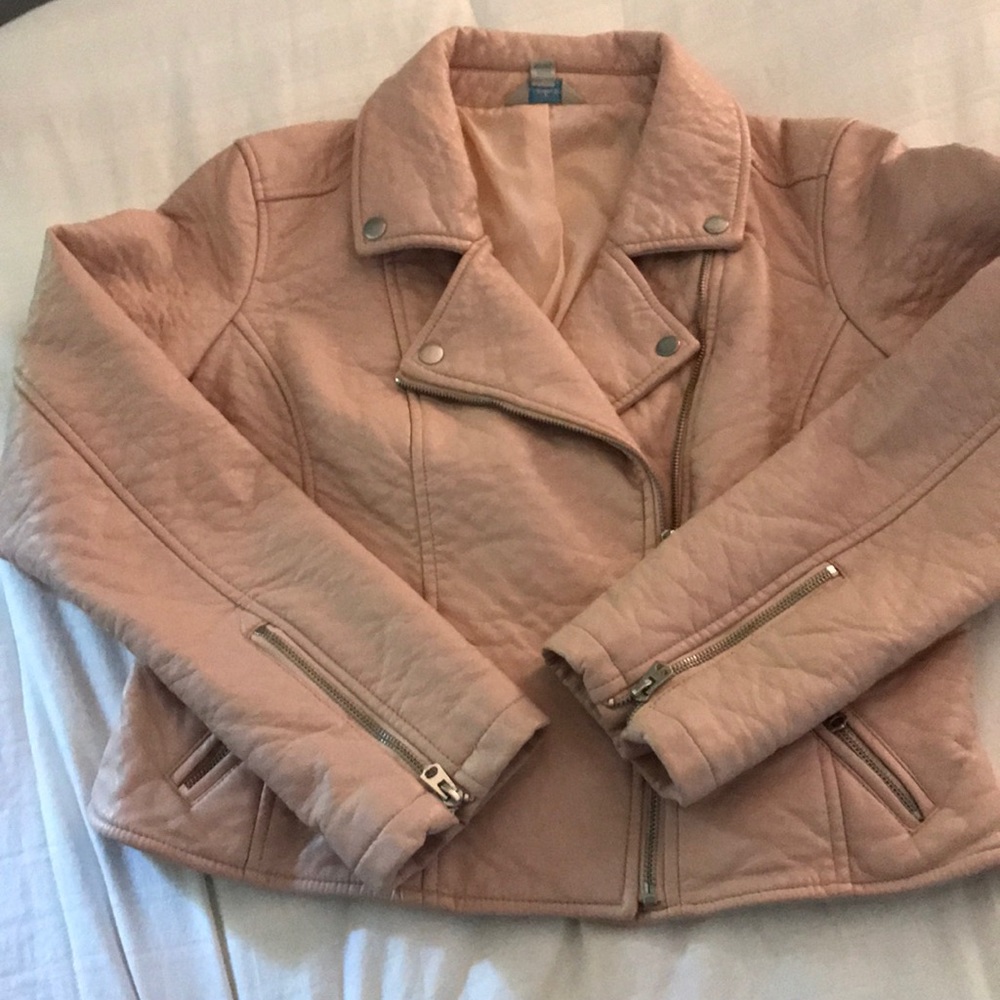 Light pink faux leather jacket